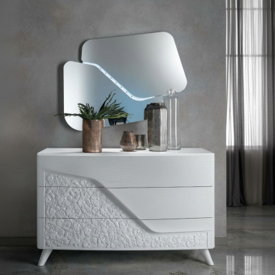 Luxe set, 2-delig dressoir spiegel dressoirs hout console modern design wit nieuw