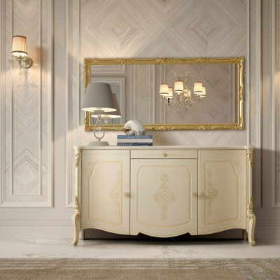 Ontwerp meubels in barokstijl, dressoir, buffetkast, hout, Italië, laag dressoir.