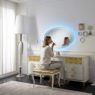 Luxe set kaptafel spiegel XXL console commode slaapkamer modern compleet.