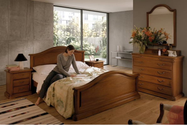 Bed nachtkastje kast kledingkast slaapkamer commode natuurhout nieuw set 5-delig.