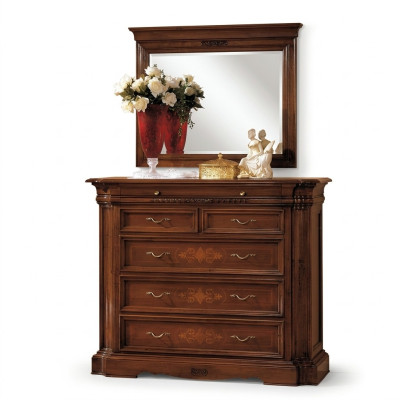 Massief houten dressoir met spiegel dressoir set Italiaanse meubels 2-delig.