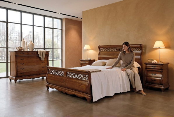 Bed Hout Tweepersoonsbed Slaapkamermeubels Bed Massief Hout Bruin Italiaanse Meubels