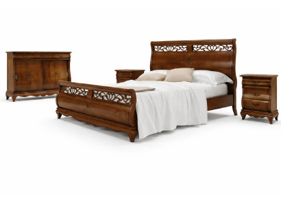 Slaapkamermeubelset 4-delig Bed 2 nachtkastjes Ladenkast Massief hout Designmeubels