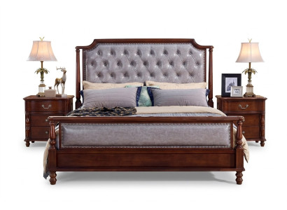 Slaapkamer Bed Nachtkastje Bedden Hout Groep Dubbel Ontwerp Set 3-delig.