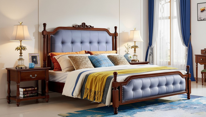Bed Luxe Slaapkamer Tweepersoonsbed Hout Gestoffeerd Bedframe Chesterfield