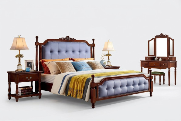 Bed Luxe Slaapkamer Tweepersoonsbed Hout Gestoffeerd Bedframe Chesterfield