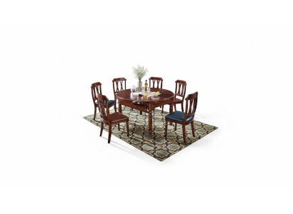 Set compleet eettafel + 6 stoelen eetkamer groep houten tafel
