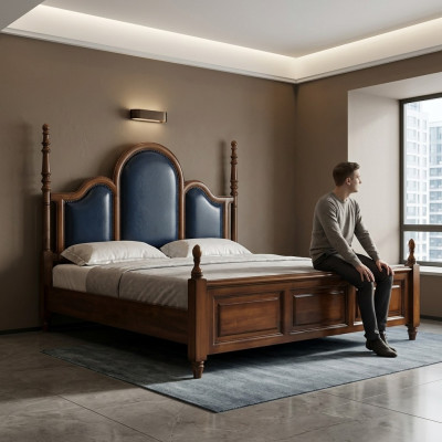 Tweepersoonsbed Hout Bekleding Luxe Slaapkamer Bedden Tweepersoonsbedframe