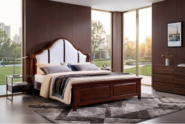 Slaapkamer Bedden Dubbel Bedframe Hout Tweepersoonsbed Gestoffeerd Bed