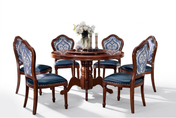 Eettafel + 6x Stoelen Eetkamerset Eetkamergroep Tafel Meubel Design 7-delig