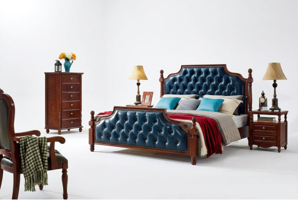 Slaapkamerset Ontwerp Bed 2x Nachtkastjes Klassiek Luxe 3-delig.