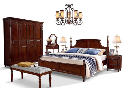 Ontwerper slaapkamermeubels 5-delige set Bed Nachtkastjes Kledingkast