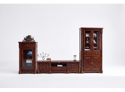 Ontwerp woonwand lowboard tv-meubel 2 vitrinekasten 3-delig set klassieke stijl