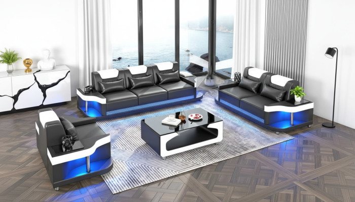 Sofaset 3+2+1-zitsset Design Bank Beklede banken Woonkamerset Leer