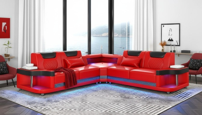 Ontwerp Esk hoekbank L-vorm Moderne banken Leren bank Bankstel Nieuwe_woonkamer_bank