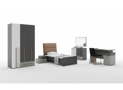Jongerenkamer bed kledingkast commode bureau kledingkast 5-delig set