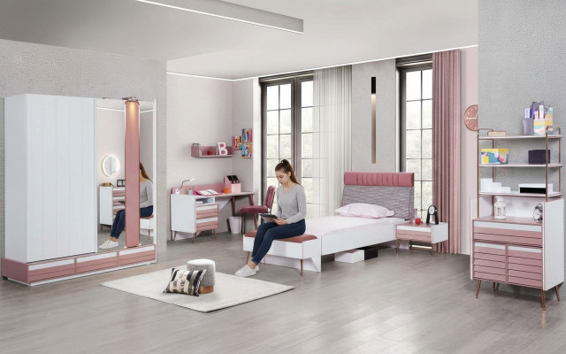 Jeugdkamer kinderkamer compleet set jeugdbed bureau kast meubels