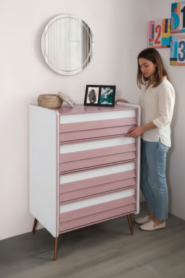 Kinderkamer Jeugdkamer Commode Kinderkast Twee kleuren Meubels Meisje Nieuw