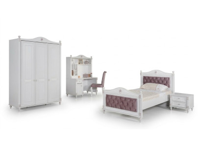 Jongerenkamer Bed Nachtkastje Kledingkast Bureau Slaapkamer 4-delige set