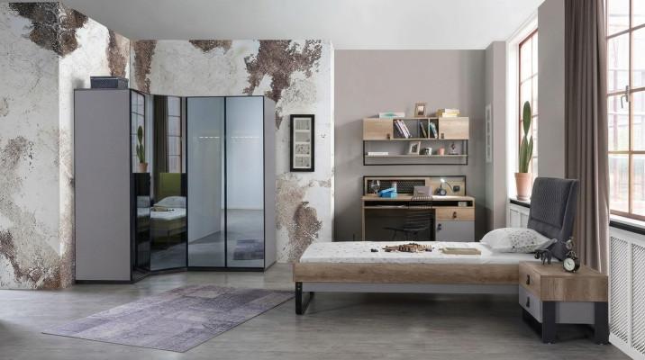 Kinderkamer jeugdkamer set bed hoekkast kast bureau meubels 4-delig