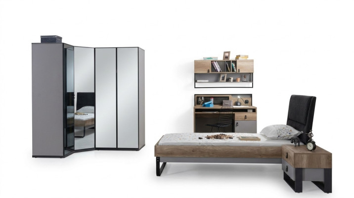 Kinderkamer jeugdkamer set bed hoekkast kast bureau meubels 4-delig