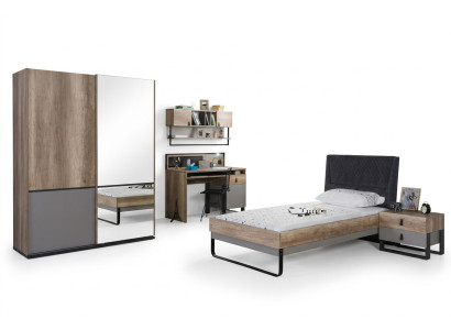 Compleet jeugdkamer kinderkamer set tafel bed kledingkast nachtkastje 4-delig.