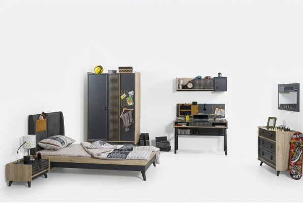 Jeugdkinderkamer nachtkastje kast modern slaapkamer ladekast tafel 5-delig.