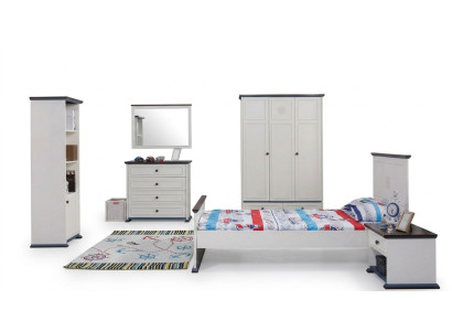 Slaapkamer kinderkamer set Modern kast ladekast tafel hout wit nieuw 5-delige.