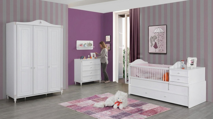 Kinderkamer 3-delige set Slaapkamer Kledingkast Commode Jeugdkamer Meubels
