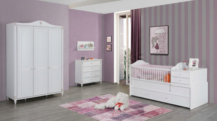Kinderkamer 3-delige set Slaapkamer Kledingkast Commode Jeugdkamer Meubels