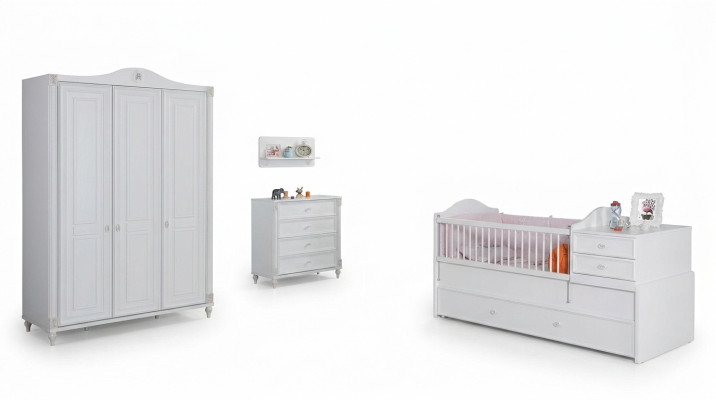 Kinderkamer 3-delige set Slaapkamer Kledingkast Commode Jeugdkamer Meubels