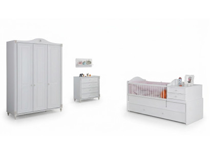 Kinderkamer 3-delige set Slaapkamer Kledingkast Commode Jeugdkamer Meubels
