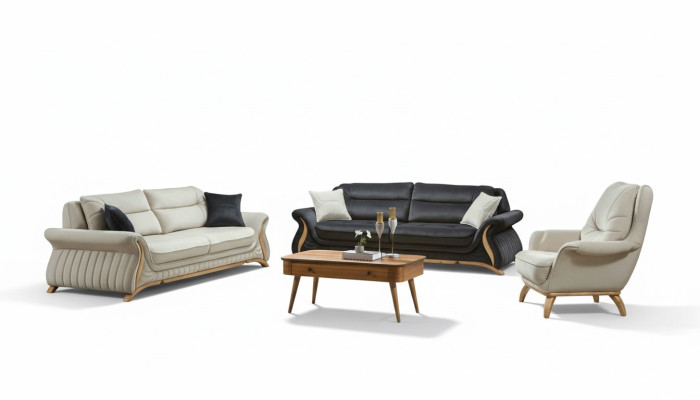 Ontwerp bankstel gestoffeerde bank fauteuil set garnituur 3+3+1 3-delige Set