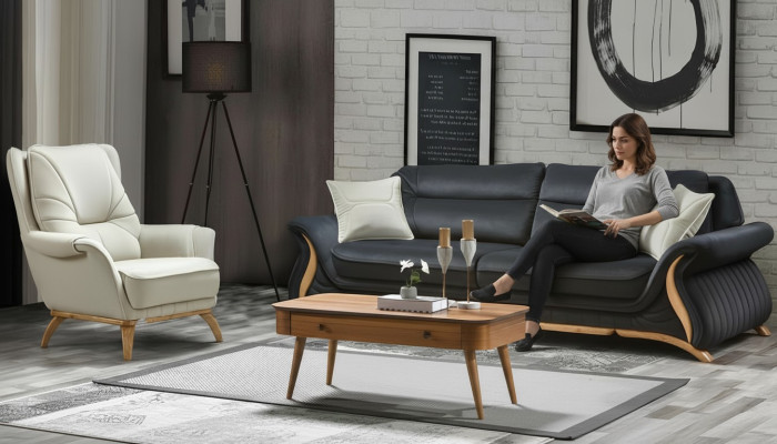 Ontwerp Bankstel 3+1 Zits Fauteuil Bank Bekleding Luxe Klassieke Kunstleren Bankstellen