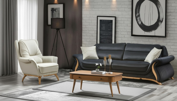 Ontwerp Bankstel 3+1 Zits Fauteuil Bank Bekleding Luxe Klassieke Kunstleren Bankstellen
