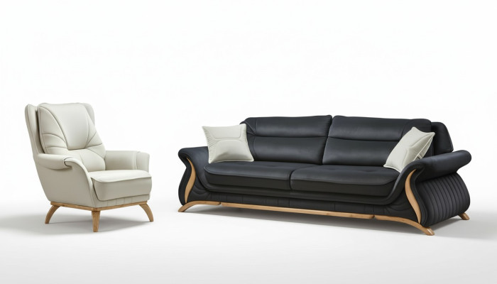 Ontwerp Bankstel 3+1 Zits Fauteuil Bank Bekleding Luxe Klassieke Kunstleren Bankstellen
