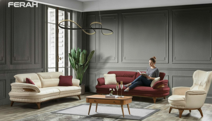 Groep bankstel 3+3+1 zits luxe bank fauteuil banken stoffen set.