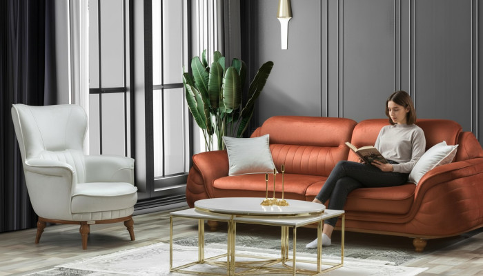 Sofa 3 zits + fauteuil Woonkamerbank Bankstellen Fauteuil Stoffen meubels Luxe