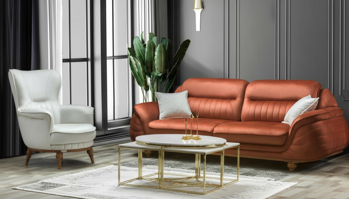 Sofa 3 zits + fauteuil Woonkamerbank Bankstellen Fauteuil Stoffen meubels Luxe
