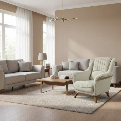 Fauteuil Zit Klassiek Ontwerp Woonkamer Bekleding Eenpersoons Ontspanning Wit