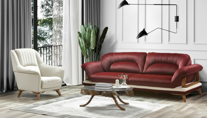 Bank 3-zits design fauteuil gestoffeerde stoel klassiek design driezits