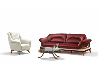 Bank 3-zits design fauteuil gestoffeerde stoel klassiek design driezits
