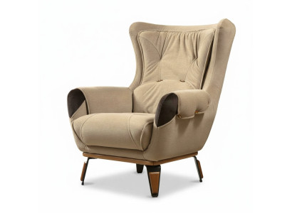 Fauteuil Stoel Klassiek Tv Woonkamer Bekleding Eenzitter Stof Beige