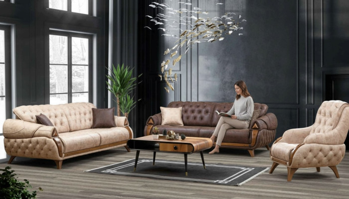 Bank 3-zits banken leder driezits gestoffeerd ontwerp woonkamer meubels