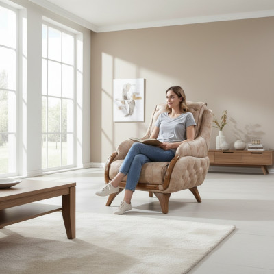 Fauteuil zitplaats klassiek design woonkamer gestoffeerde eenzitter leren stijl
