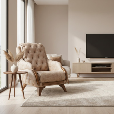 Fauteuil zitplaats klassiek design woonkamer gestoffeerde eenzitter leren stijl