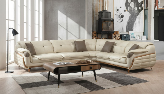 Hoekbank L-vorm textiel luxe bank woonlandschap gestoffeerde bank bankstellen