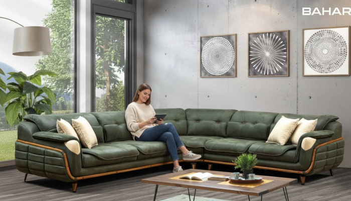 Ontwerp hoekbank L-vorm Bankstoffering Luxe woonkamer Zachte stijl