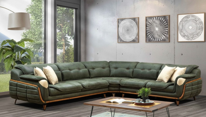 Ontwerp hoekbank L-vorm Bankstoffering Luxe woonkamer Zachte stijl