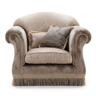 Luxe fauteuil gestoffeerde troon massief hout Italiaanse meubels eenpersoons landelijke stijl
